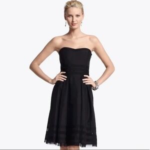 White House Black Market Strapless Dress Party Cocktail Silk Blend Black Women 6